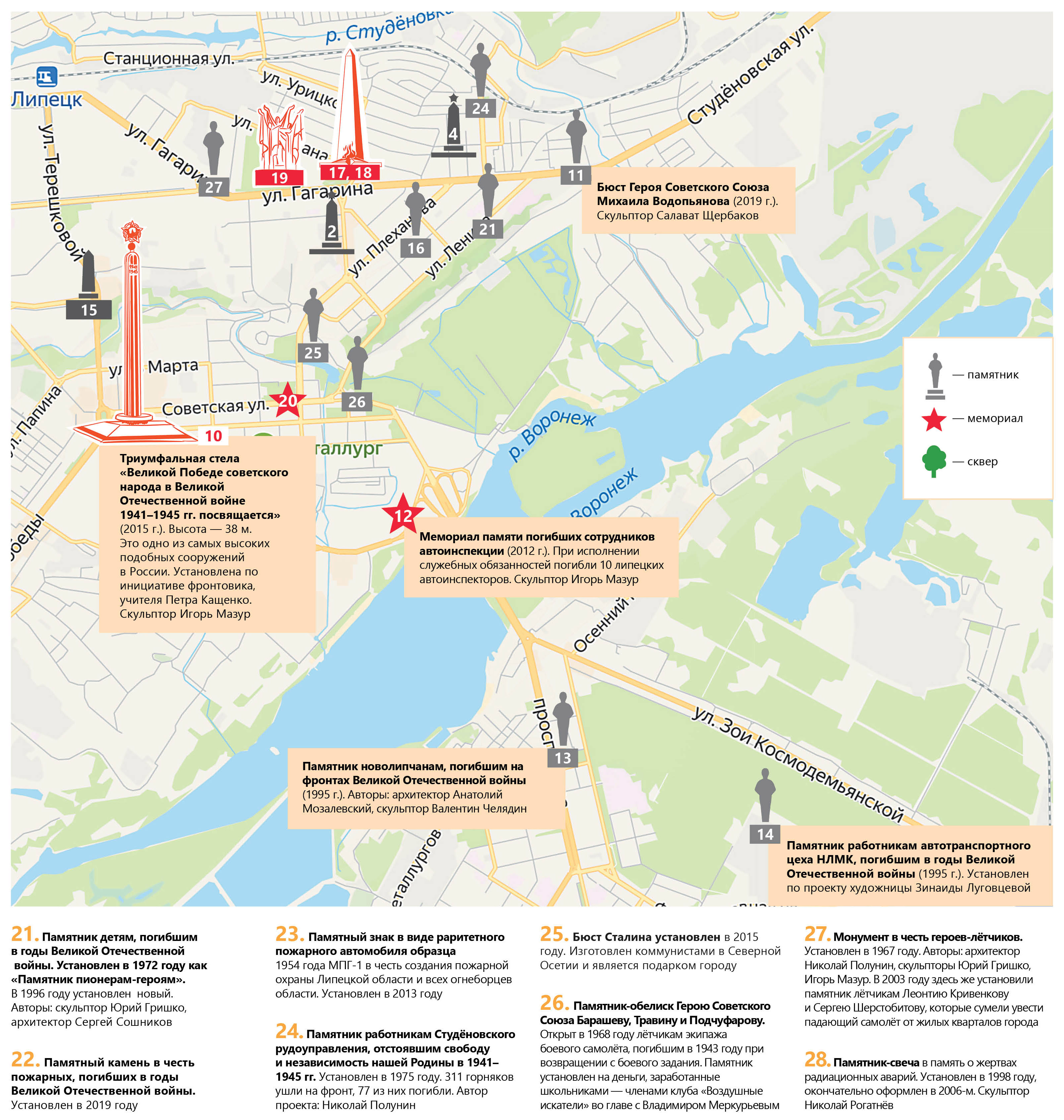 Военные мемориалы и памятники в честь героев-липчан: карта — Интересное