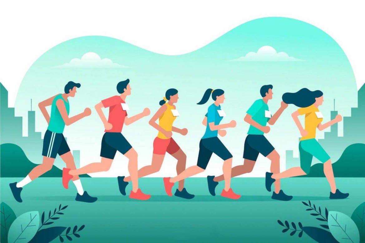 Иллюстрации бегающих в марафоне