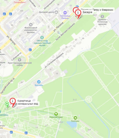 Объекты на интерактивной карте города